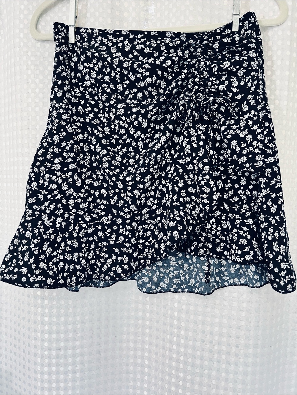 SHEIN Black & White Floral Ruffle Skater Skirt